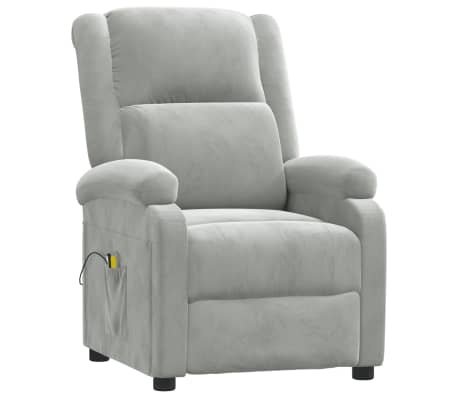 vidaXL Fauteuil électrique de massage Gris clair velours