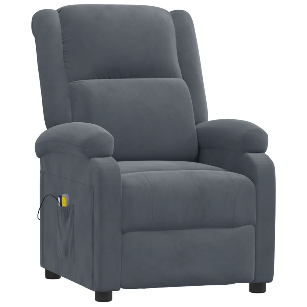 vidaXL Massagestoel elektrisch fluweel donkergrijs