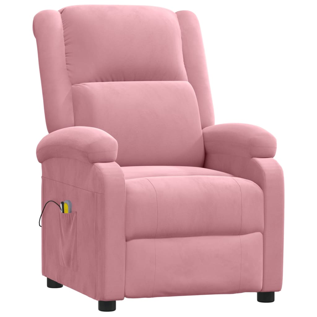 vidaXL Elektrinis masažinis krėslas, rožinės spalvos, aksomas