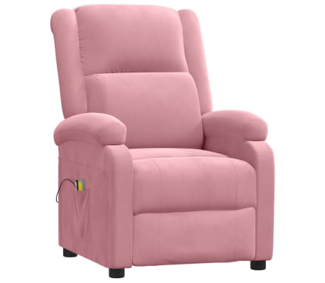 vidaXL Elektrinis masažinis krėslas, rožinės spalvos, aksomas