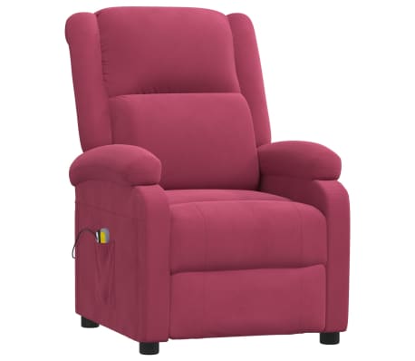 vidaXL Elektryczny fotel masujący, winna czerwień, aksamitem