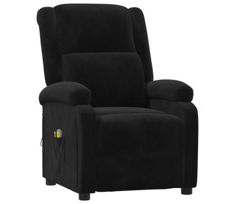 vidaXL Elektrinis masažinis krėslas, juodos spalvos, aksomas