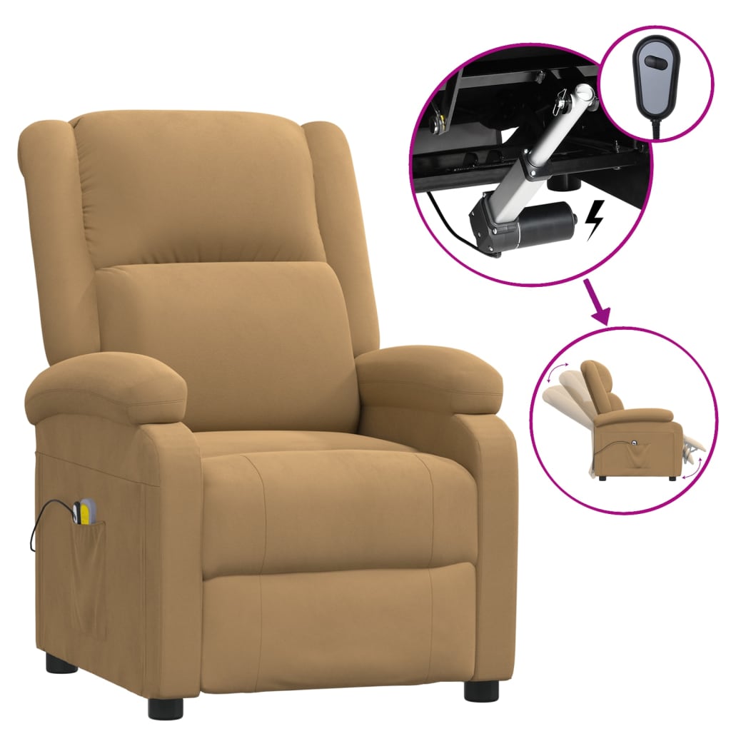 vidaXL Elektrické masážní křeslo hnědé samet