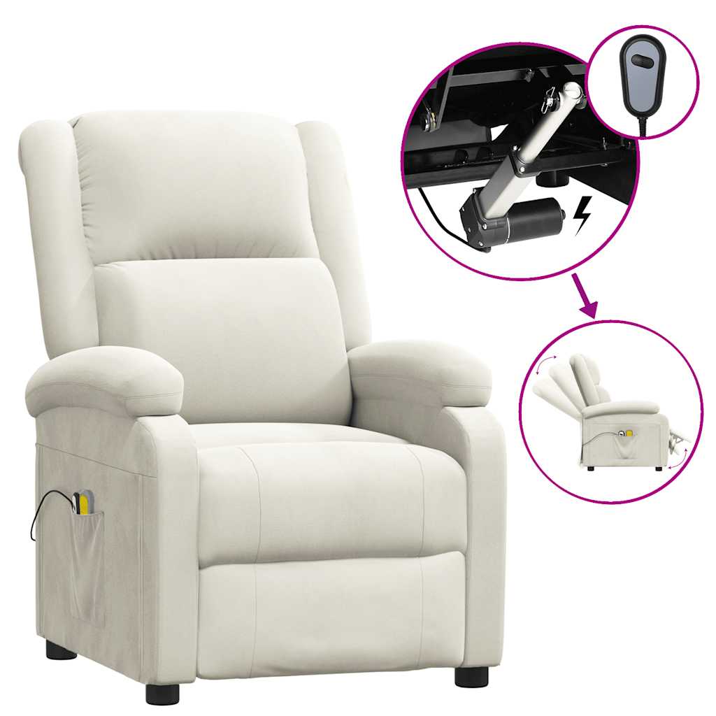 Thumbnail - vidaXL Massagesessel Elektrisch Creme Samt
