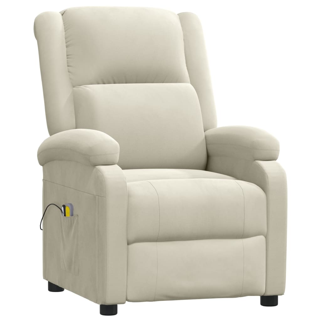 vidaXL Massagestoel elektrisch fluweel crèmekleurig
