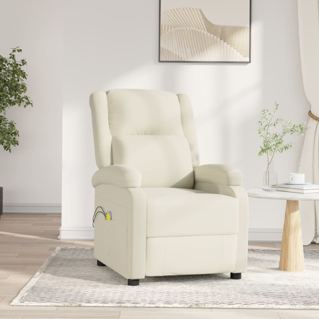 vidaXL Fotoliu de masaj electric, crem, catifea