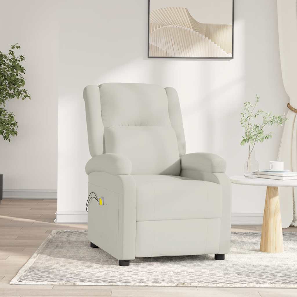 vidaXL Elektryczny fotel masuj�cy, kremowy, aksamitem