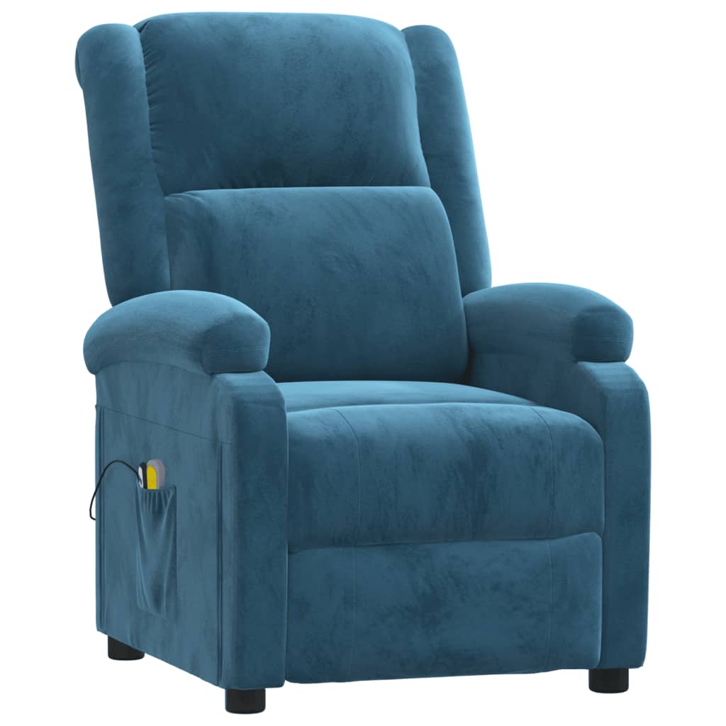 vidaXL Massagestoel elektrisch verstelbaar fluweel blauw