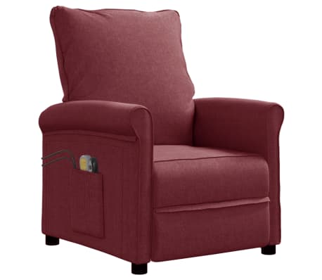 vidaXL Elektrinis masažinis krėslas, raudonojo vyno spalvos, audinys