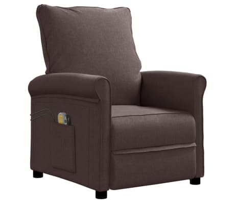 vidaXL Elektrinis masažinis krėslas, tamsiai rudos spalvos, audinys