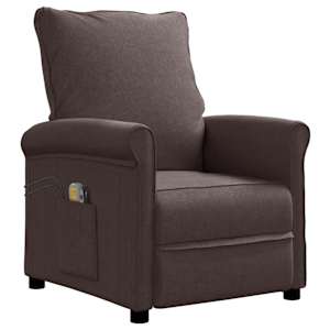 vidaXL Elektrinis masažinis krėslas, tamsiai rudos spalvos, audinys