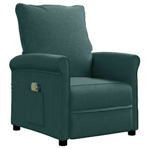 vidaXL Elektrinis masažinis krėslas, tamsiai žalios spalvos, audinys