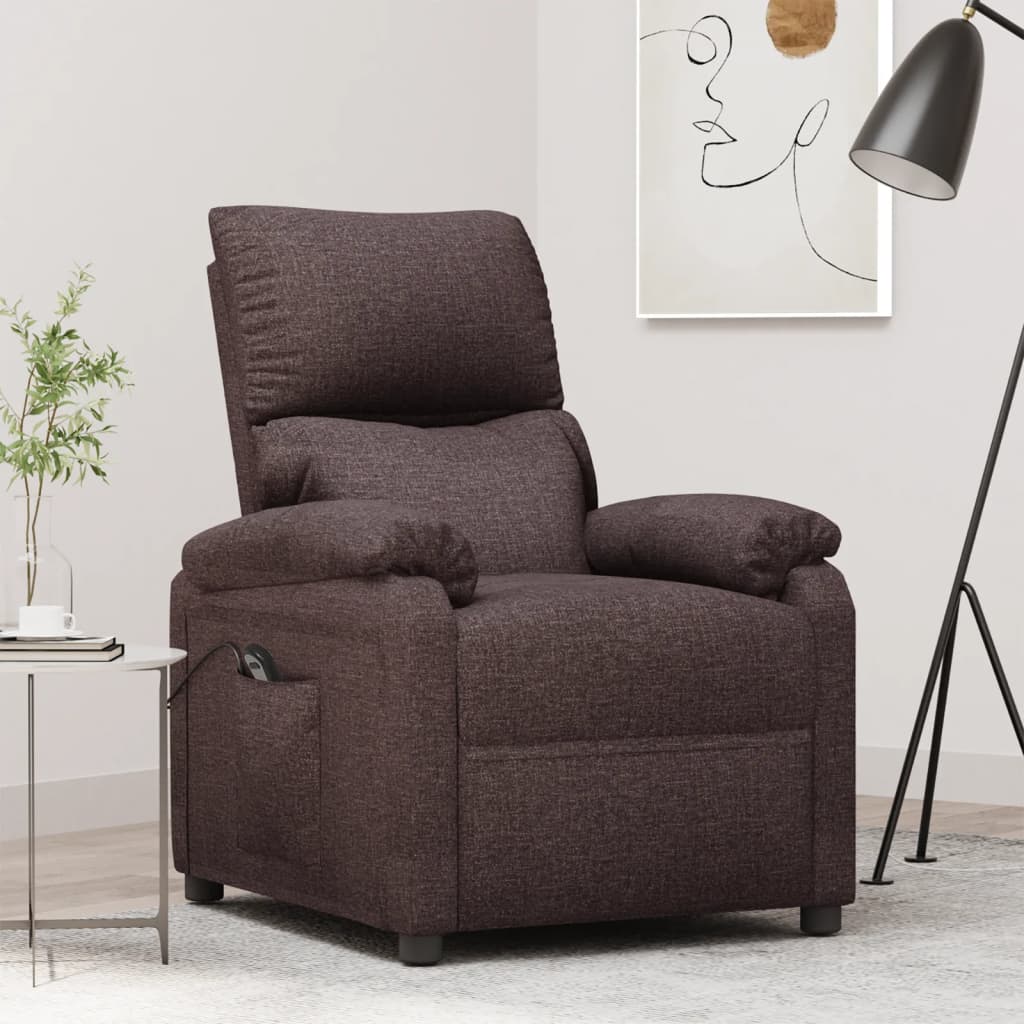 Fauteuil inclinable électrique Marron foncé Tissu
