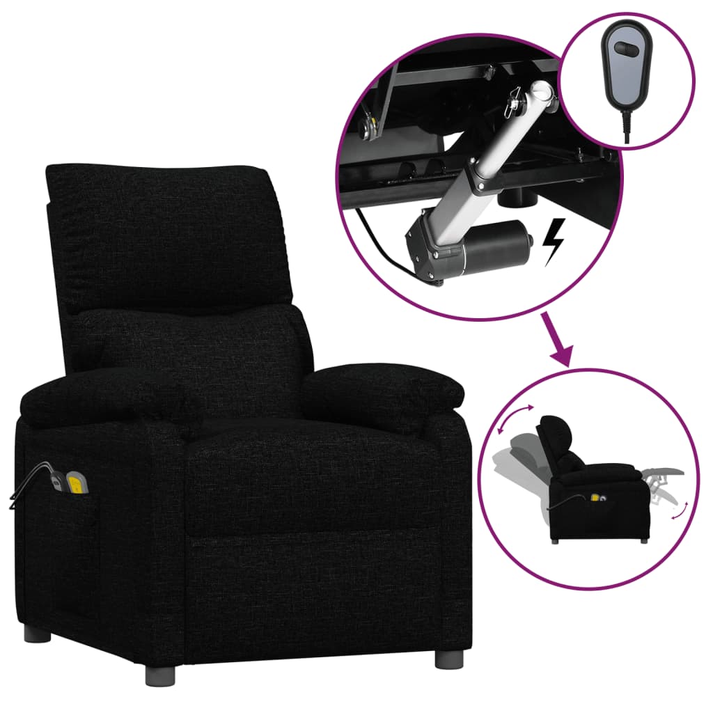 vidaXL Massagesessel Elektrisch Schwarz Stoff