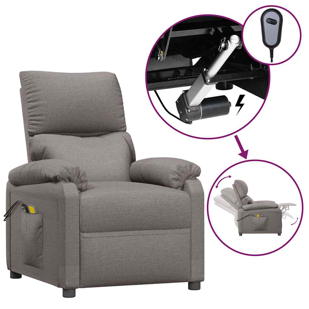 vidaXL Elektrické masážní křeslo taupe textil