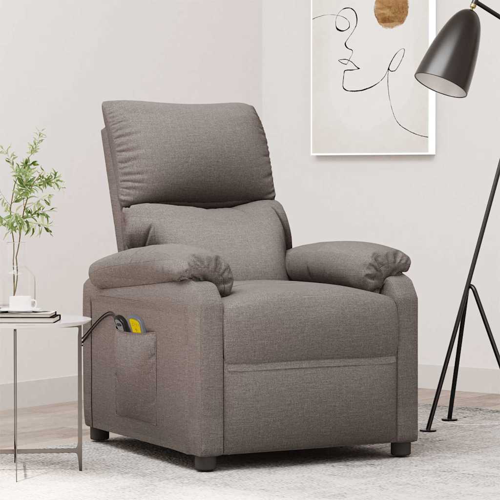 vidaXL Elektryczny fotel masuj�cy, taupe, tkanina