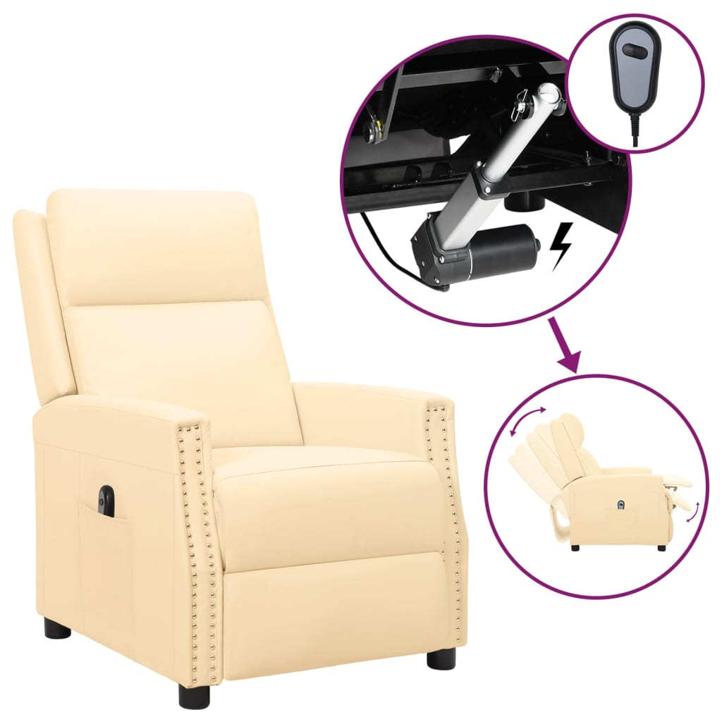 Fauteuil inclinable électrique Crème Similicuir