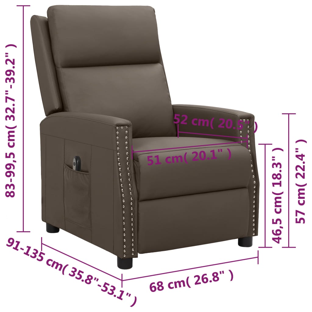 szürke műbőr elektromos dönthető fotel