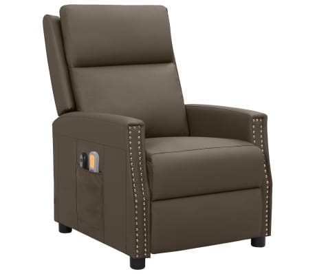 vidaXL Fauteuil de massage électrique Gris Similicuir