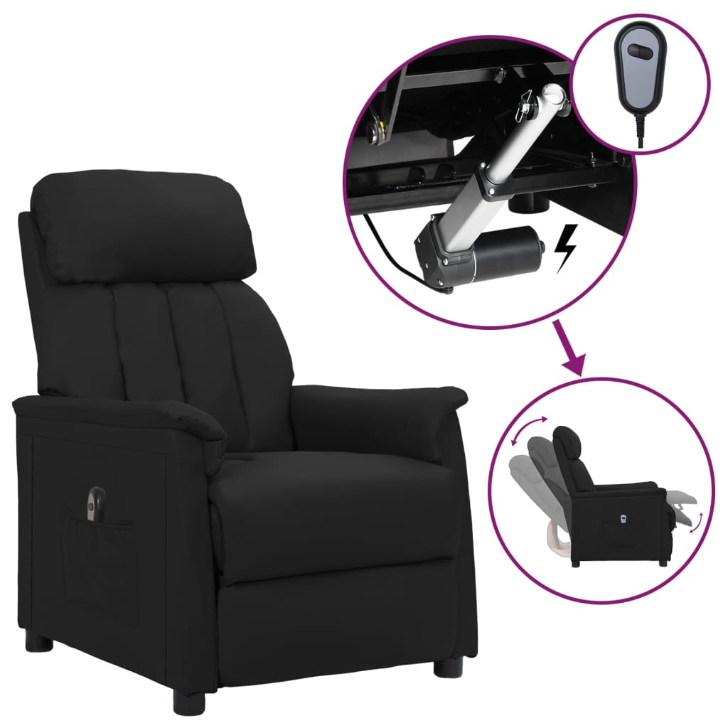 vidaXL Poltrona reclinável elétrica camurça artificial preto