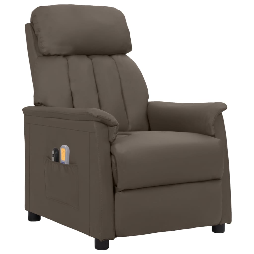 vidaXL Fauteuil de massage électrique Gris Similicuir