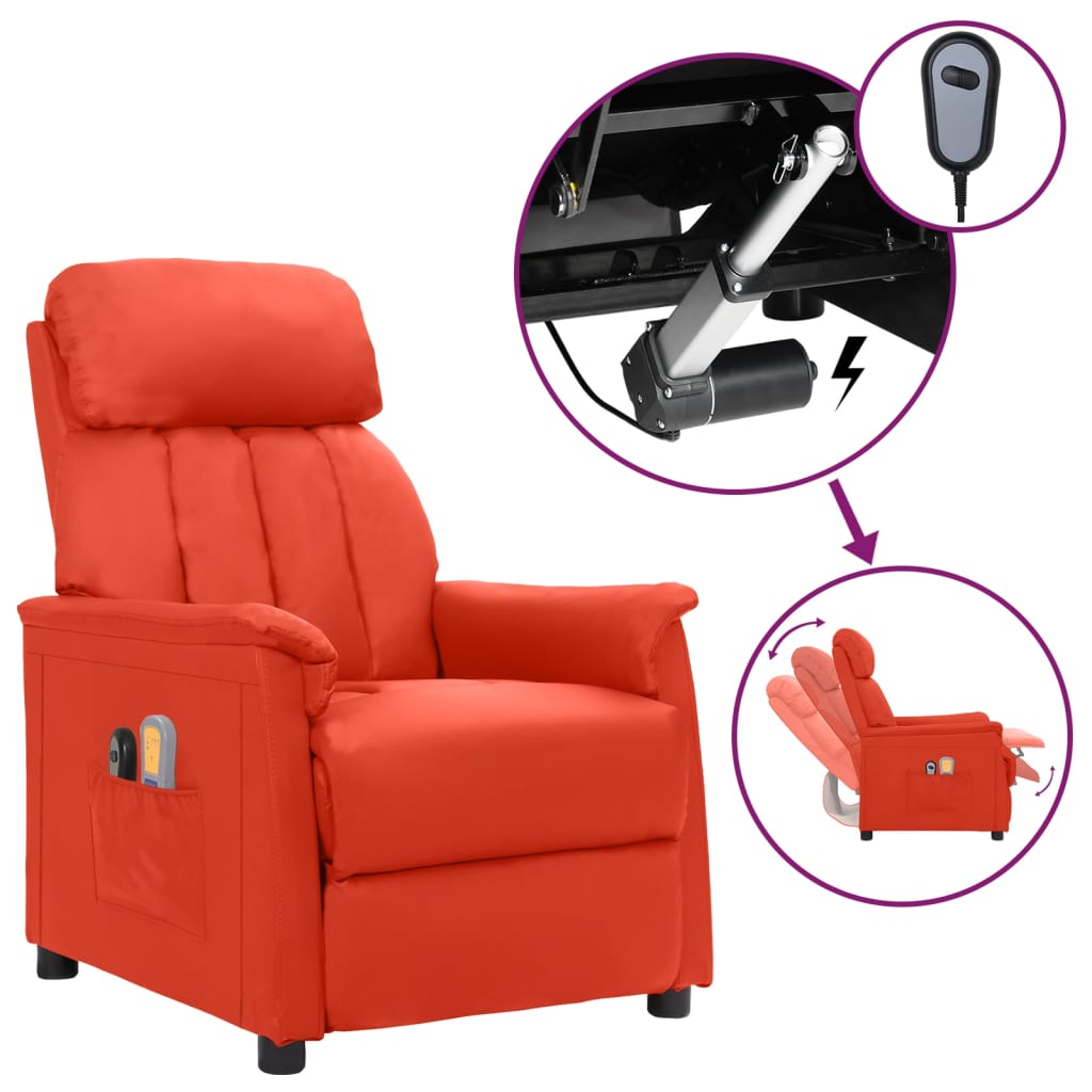 Fauteuil de massage électrique Rouge Similicuir