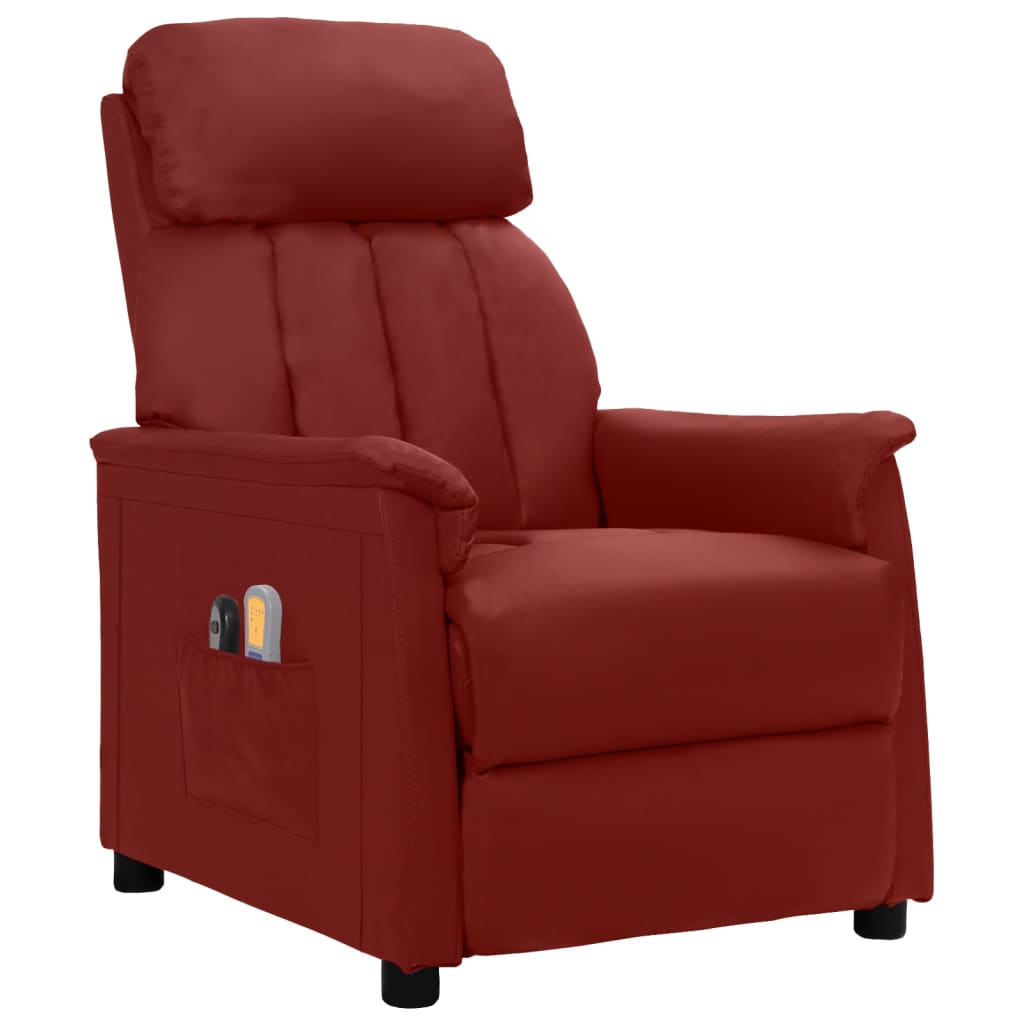 vidaXL Elektrinis masažinis krėslas, raudonojo vyno, dirbtinė oda