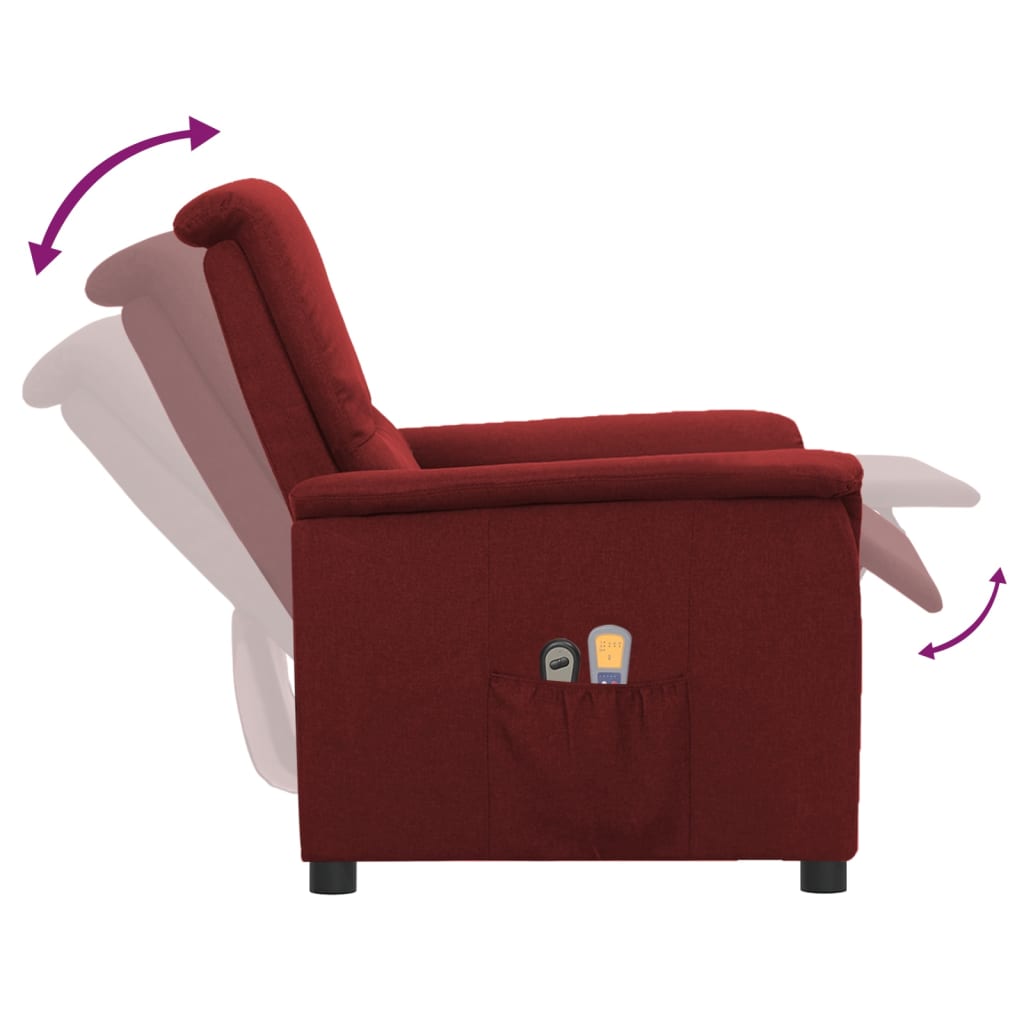 Elektrinis atlošiamas masažinis krėslas, vyno raudonas, audinys | Stepinfit