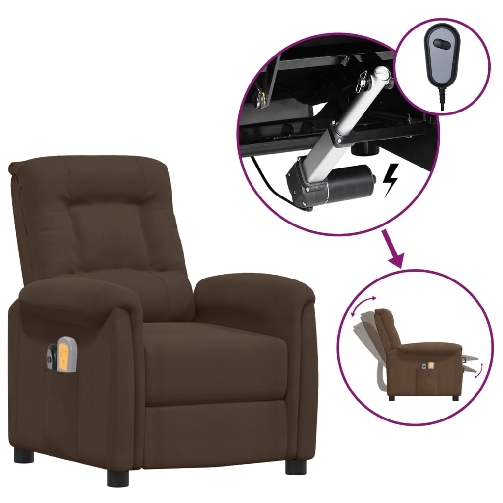 Fauteuil électrique de massage Marron Tissu microfibre