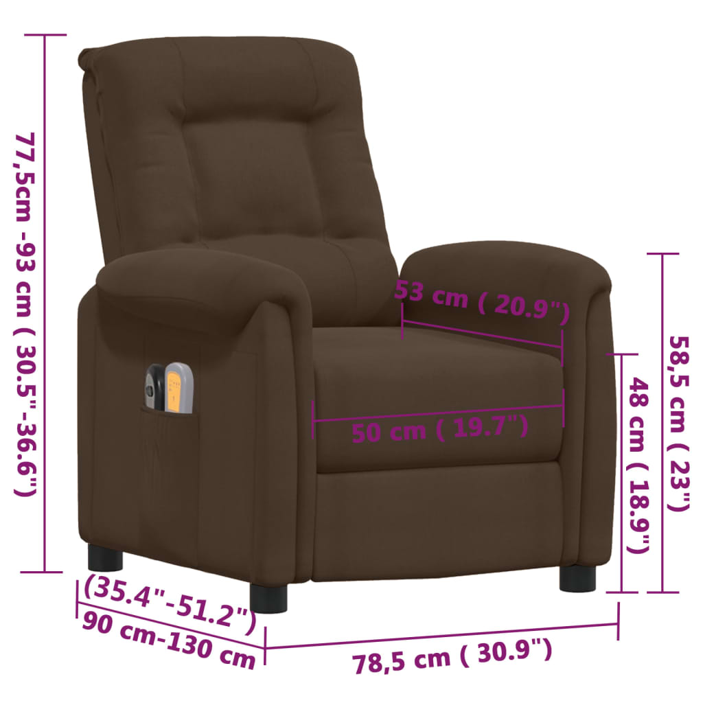 barna mikroszálas szövet elektromos masszázsfotel