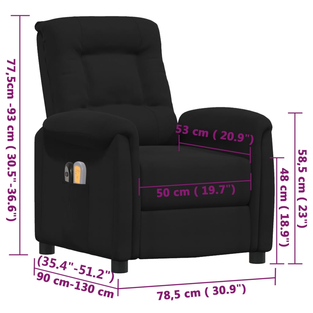 Fotoliu de masaj electric, negru, microfibră