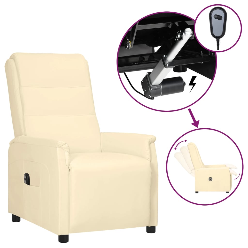 Fauteuil inclinable électrique Crème Similicuir