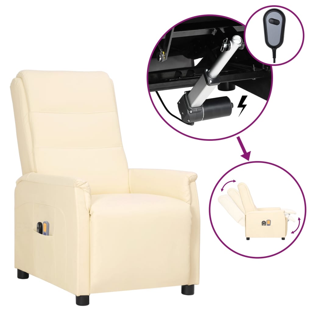 Fauteuil de massage électrique Crème Similicuir
