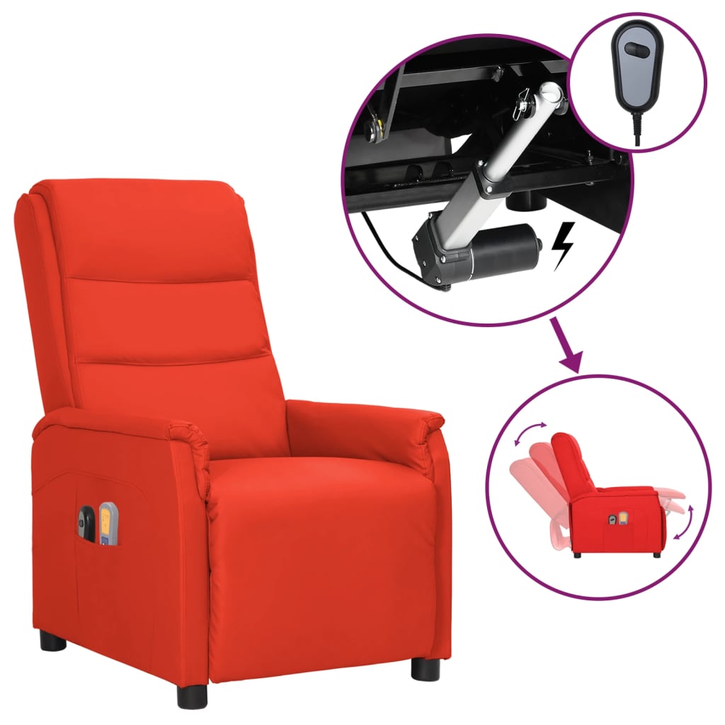 Fauteuil de massage électrique Rouge Similicuir