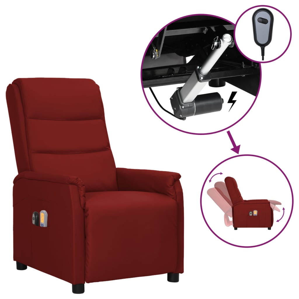 Fauteuil de massage électrique Rouge bordeaux Similicuir