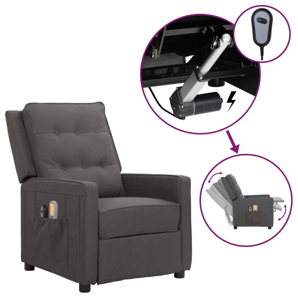Fauteuil électrique de massage Gris foncé Tissu