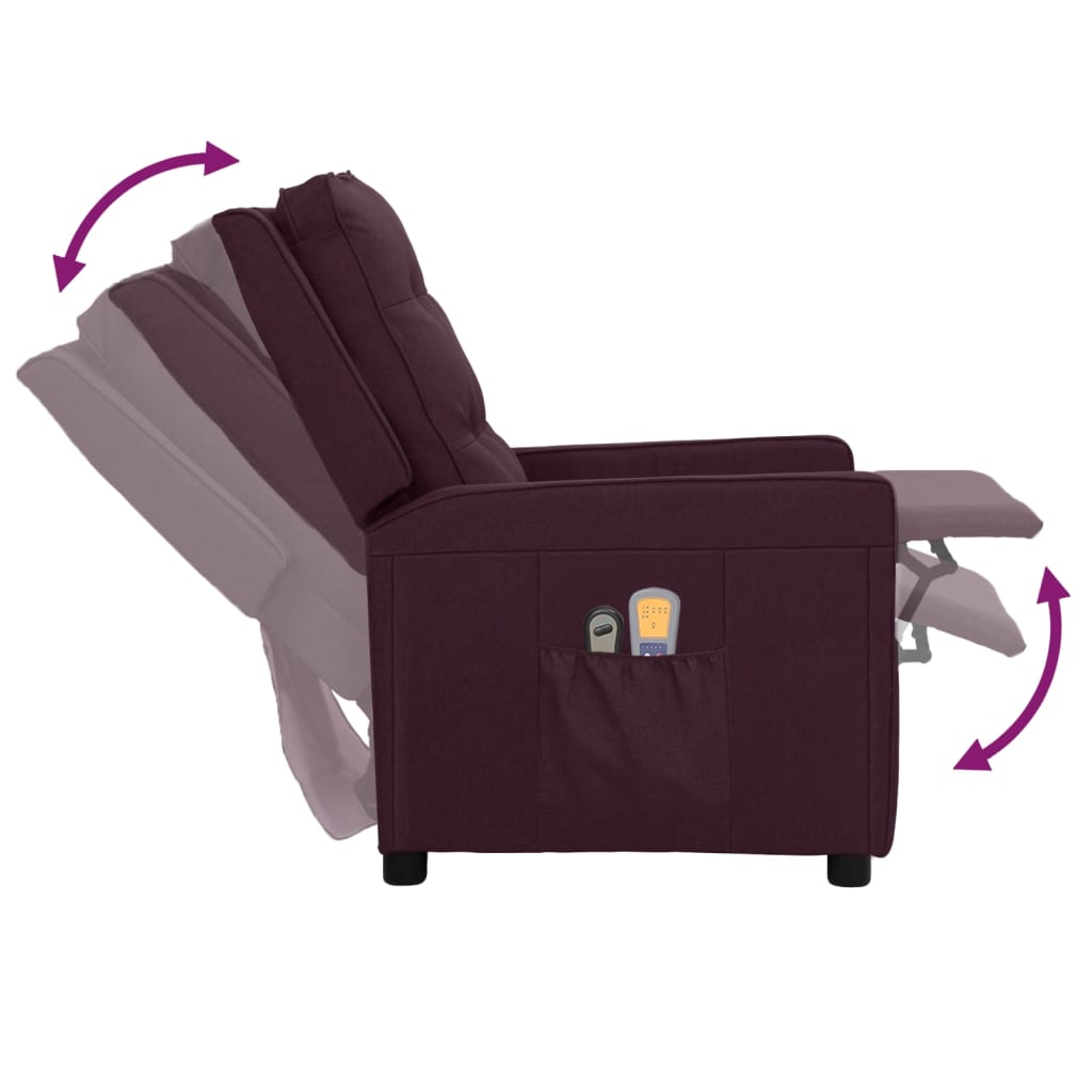 Elektrické masážní polohovací křeslo fialové textil