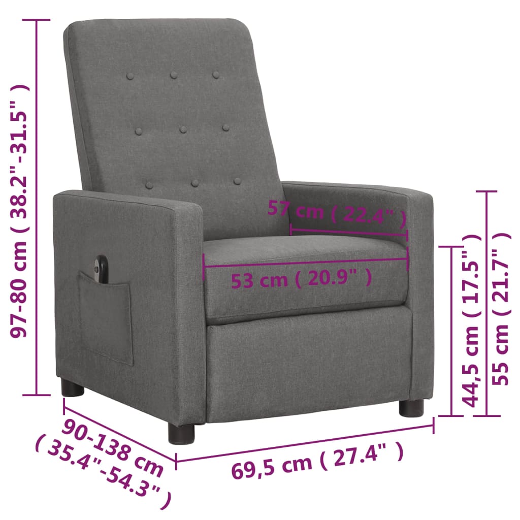 világosszürke szövet elektromos dönthető fotel