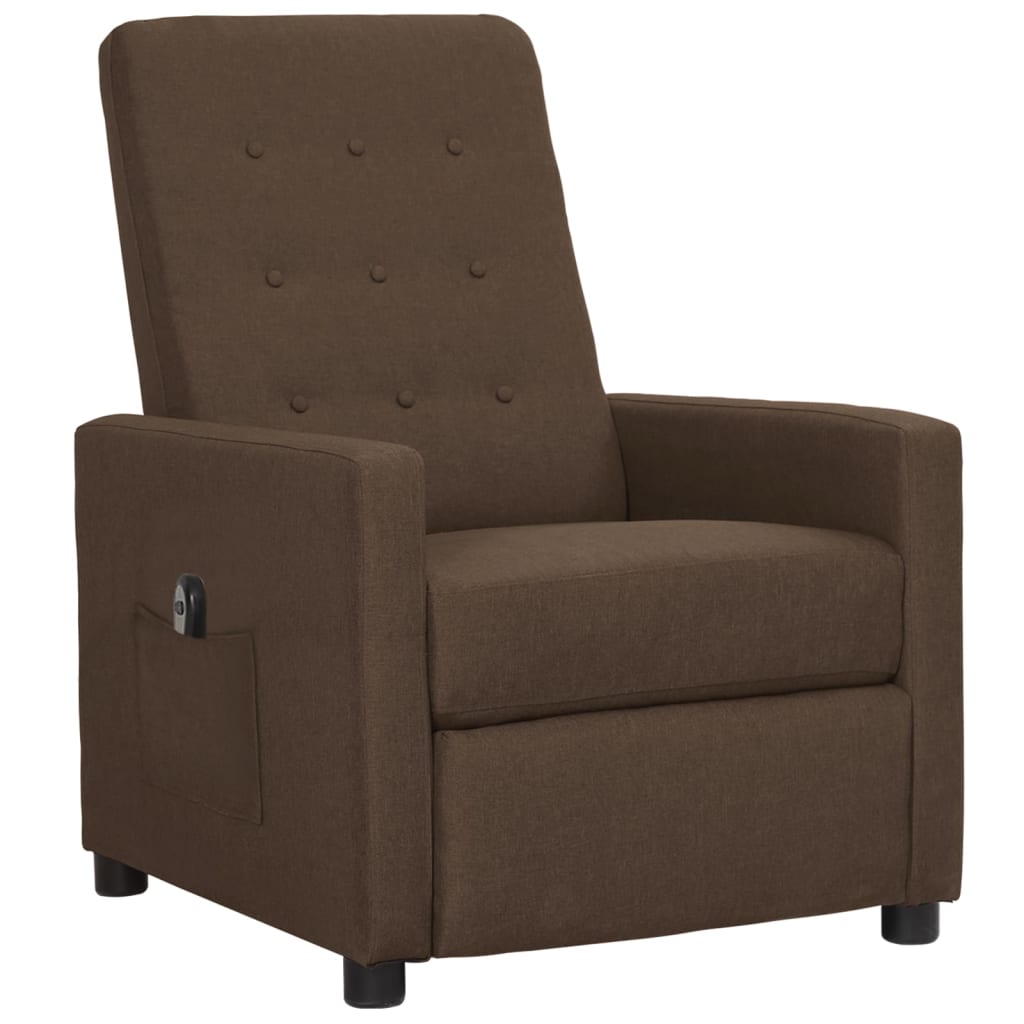 vidaXL Fauteuil inclinable électrique Marron Tissu