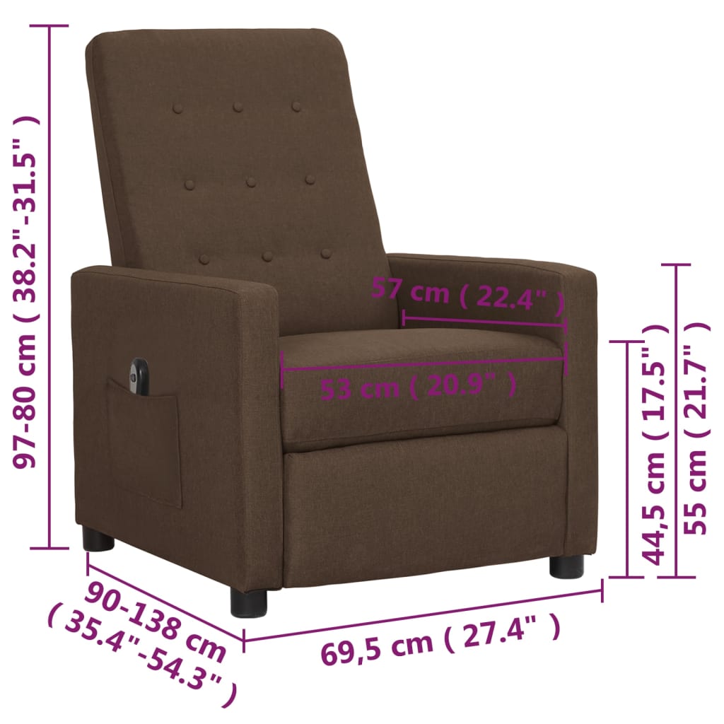 barna szövet elektromos dönthető fotel