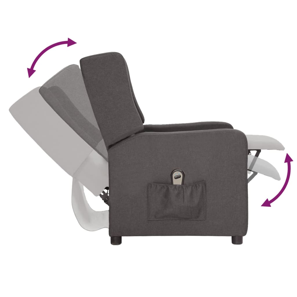 sötétszürke szövet elektromos dönthető fotel