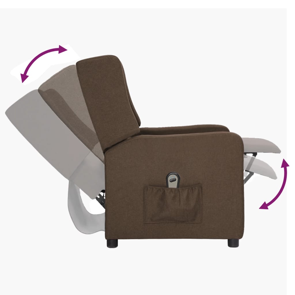Fotoliu rabatabil electric, maro, material textil