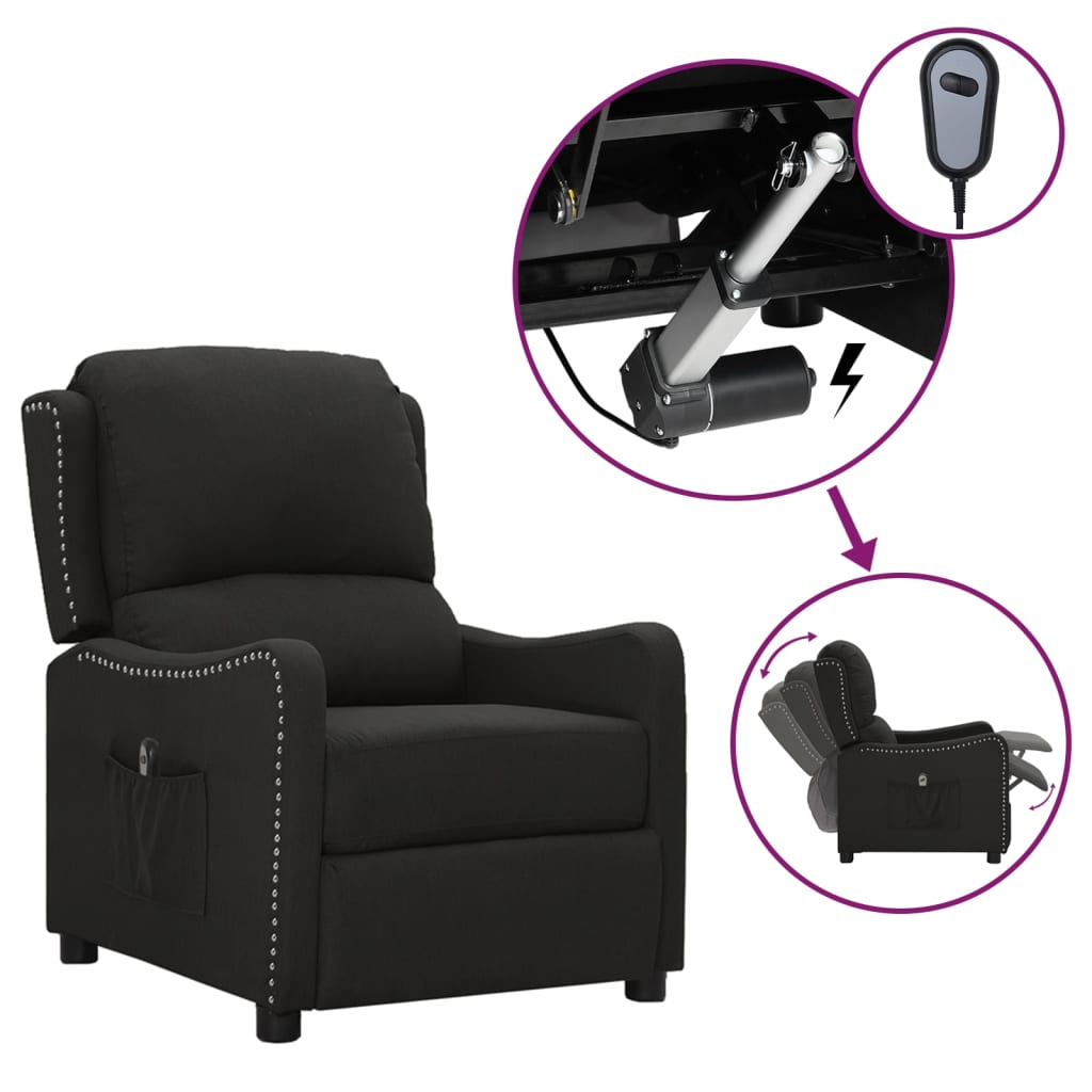Fauteuil inclinable électrique Noir Tissu