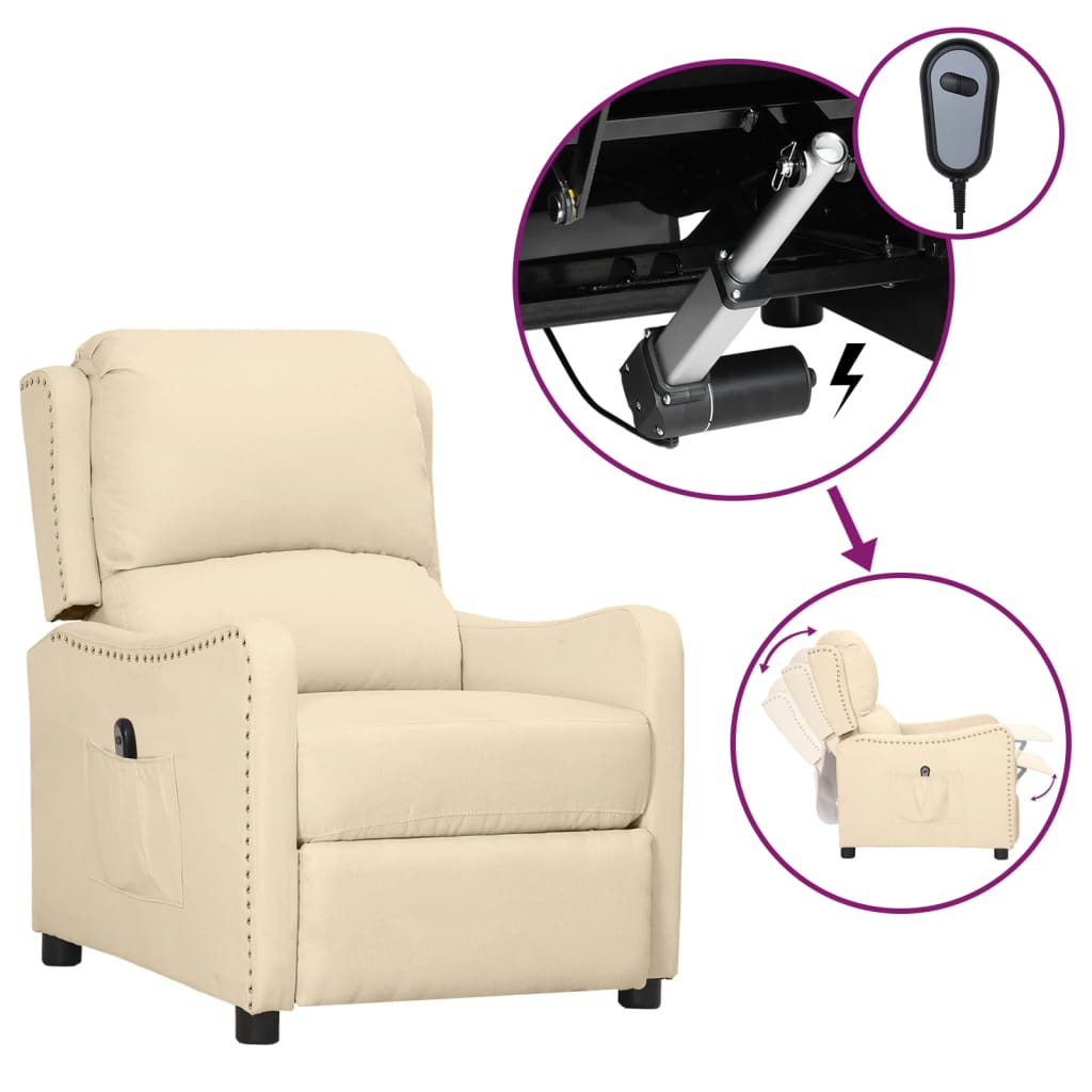 Fauteuil inclinable électrique Crème Tissu
