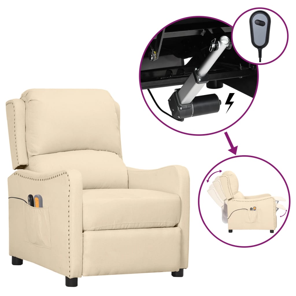 Fauteuil électrique de massage Crème Tissu