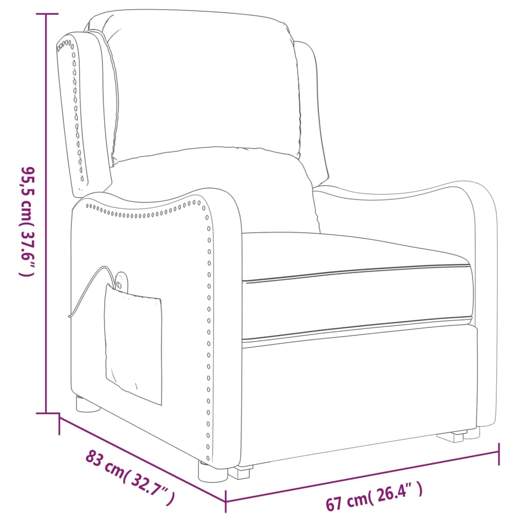Електрически реклайнер стол, черен, лъскава изкуствена кожа