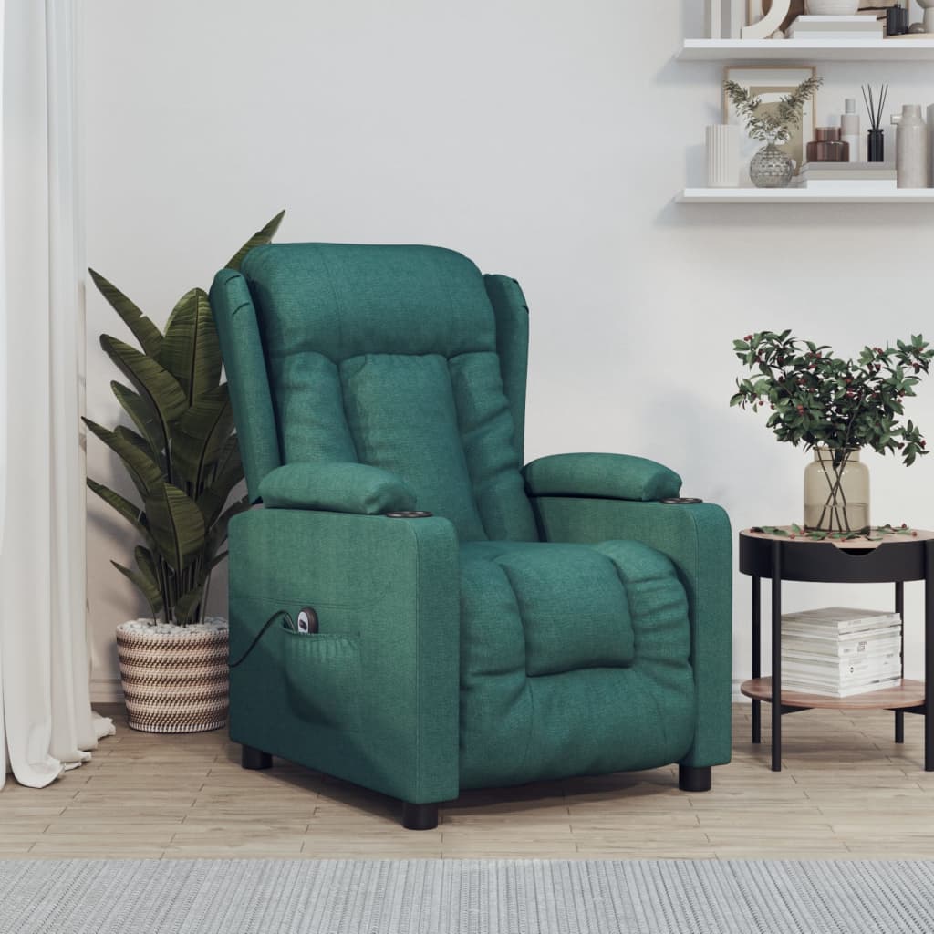 Fauteuil inclinable électrique Vert foncé Tissu