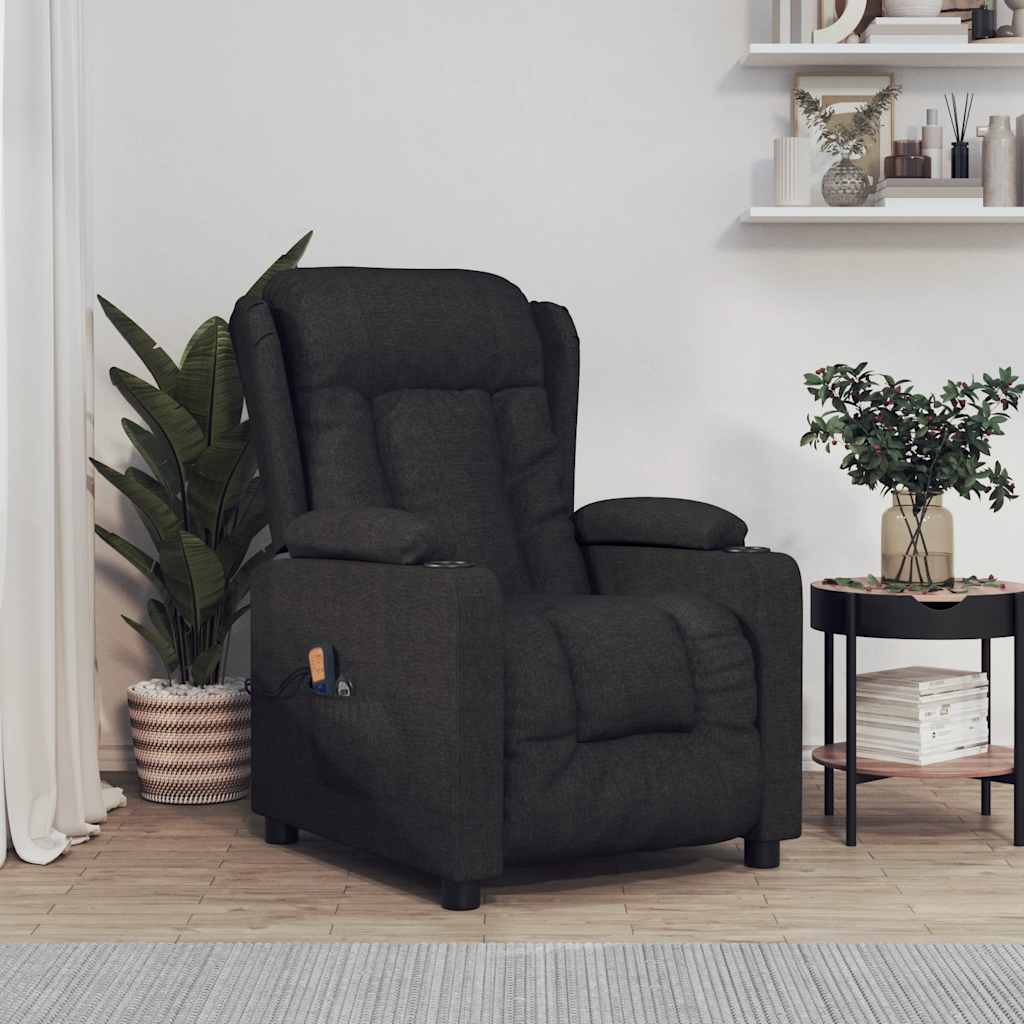 vida XL Massagesessel Elektrisch Schwarz Stoff