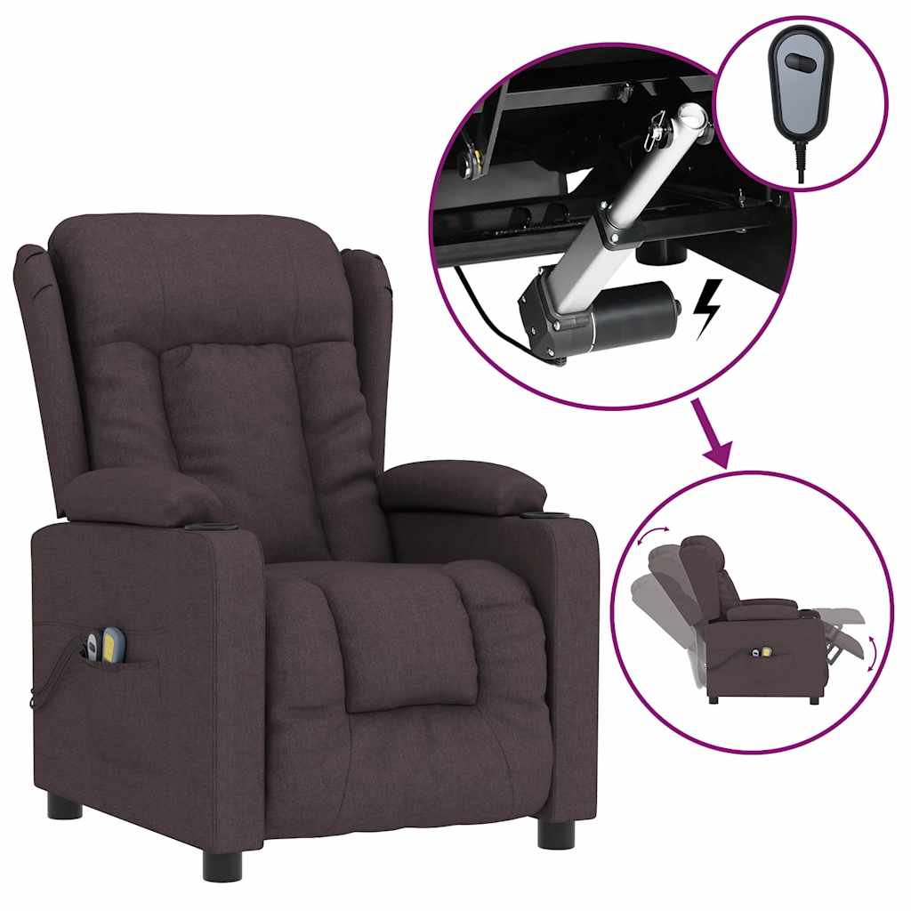 vidaXL Elektrické masážní křeslo tmavě hnědé textil