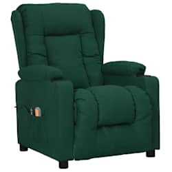 vidaXL Fotoliu de masaj electric, verde &icirc;nchis, material textil